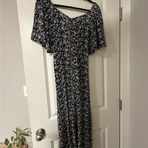 Floral Black and White Dress
